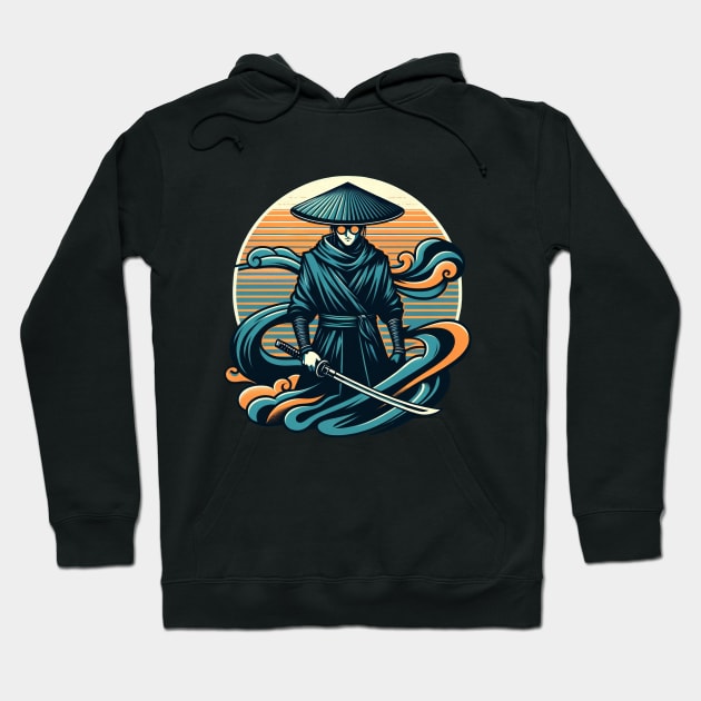 Blue Eye Samurai - Retro Vintage Stylized Hoodie by Retro Travel Design